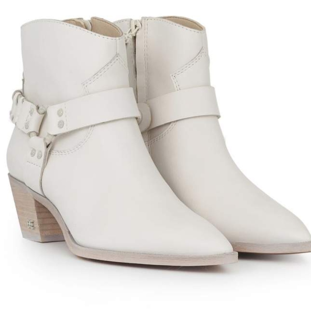 Sam Edelman Riker booties in white leather size 7.5